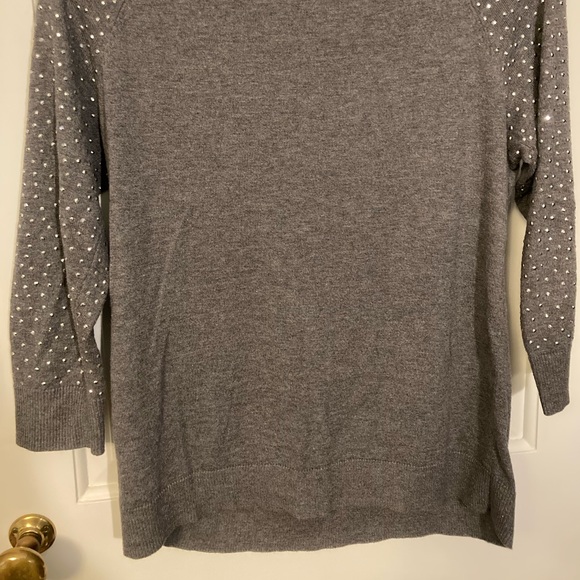 Apt 9 Womens Small Knit Gray Beaded Jeweled Shiny Sweater Top Kohls - Picture 5 of 9